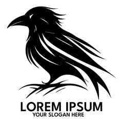 Obraz premium Crow silhouette, logo style vector illustration
