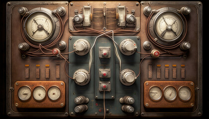 Vintage Equipment Control Panel. Generative AI