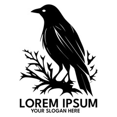 Obraz premium Crow silhouette, logo style vector illustration