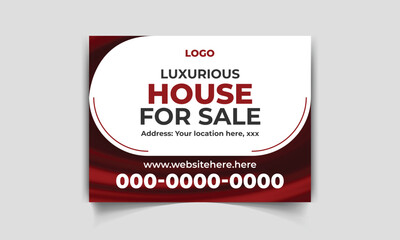 Modern yard sign or signage design template for outdoor home sale. easy to use for real estate company business