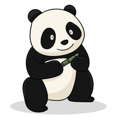 cute panda eating bamboo doodle art vector