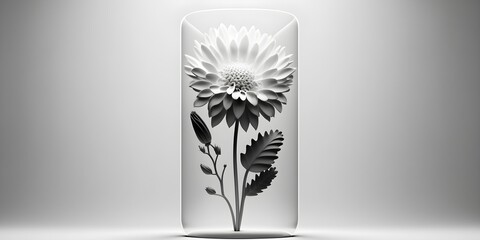 Sunflower in glass Box / Minimalistic Background Design / AI Generated Art