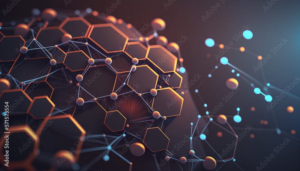 Poster generative ai of abstract technology background with hexagons. network concept