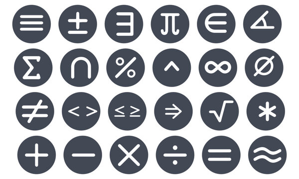 Math symbols, mathematic icon set vector design