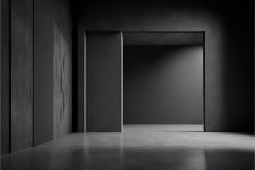 Black, dark and gray abstract cement wall and studio room , interior texture for display products. wall background