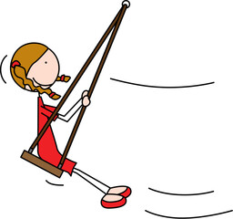 Happy girl on a swing