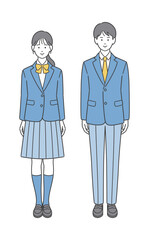 男子学生と女子学生の全身イラスト