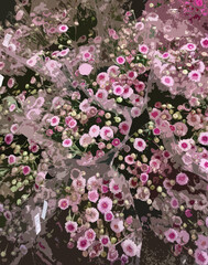 a bunch of pink wild flowers in bouquet