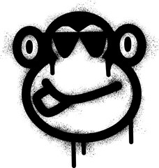 Graffiti monkey icon with black spray paint