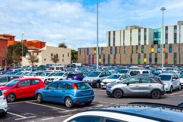 Outdoor parking for vehicles in La Laguna city. Tenerife. Canary Islands. © linohoracio