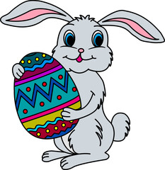 Cute Easter Bunny with an Egg. Easter Vector Illustration Bunny with Egg