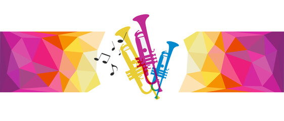 Music graphic with trumpet.