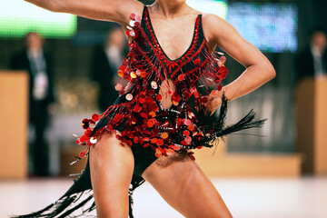 female dancer latin dancing during competition