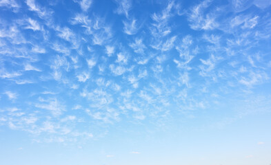 Panoramic view of beautiful spring sky with clouds