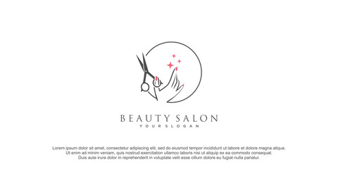 Beauty salon logo with creative concept and unique element design icon premium vector