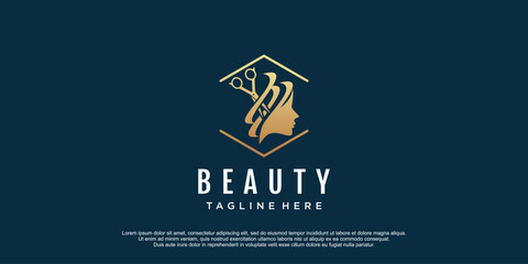 Fototapeta na wymiar Beauty salon logo with creative concept and unique element design icon premium vector