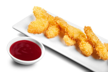 Chicken nuggets with mayonnaise, selective focus