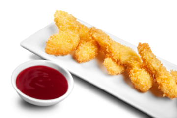 Chicken nuggets with mayonnaise, selective focus