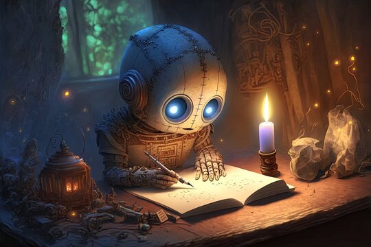 Robotics able to compose documents through Artificial Intelligence. Idea of AI entails applying algorithms and machine learning to recognize language structures and generate original content.