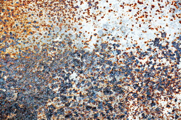 Old metal surfaces covered with rust and paint residue. Rust patterns as base and background.