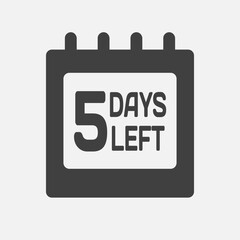 Countdown daily page calendar icon - 5 days left