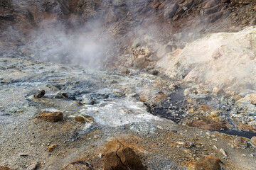 Fototapeta na wymiar Seltun hot springs, Krysuvik geothermal area, Iceland.