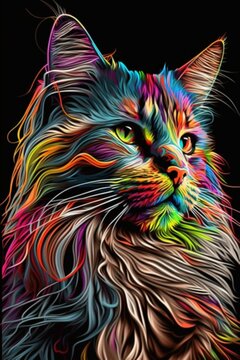 Beauty pop art main coon cat