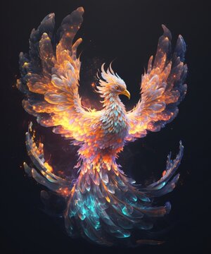 Golden phoniex bird. for background templet illustrator 