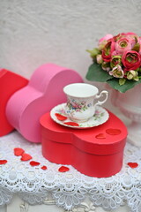 beautiful bone china cup in a heart-shaped packing box.