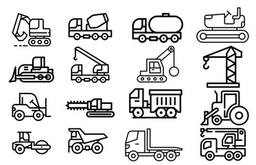 set of machine, Heavy equipment contractor, illustration vector templet, logos 