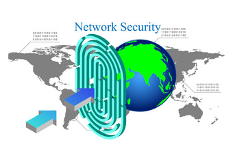 graphics image data security access concept with world map and blue globe vector illustration