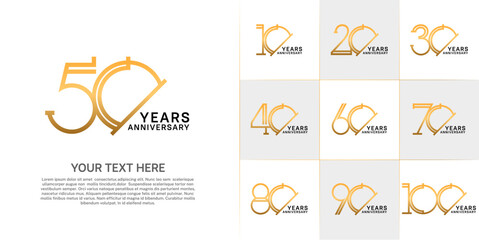 set of anniversary logotype golden and black color for special celebration event