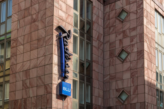 Gothenburg, Sweden - April 14, 2020: Radisson Blu Hotel Logo Of A Radisson Blu Hotel In Gothenburg During The Corona Pandemic Crisis. Many Hotel Chains And Tourism Companies Are Struggling Financially