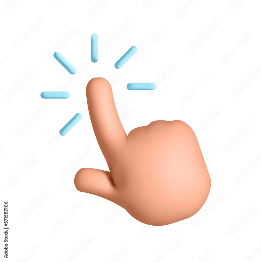 Fototapete 3d vector computer hand cursor or pointer gesture web mockup element design