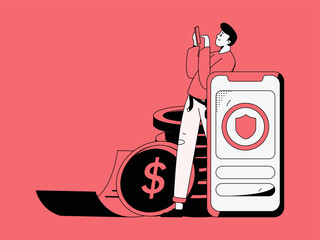 Internet finance and wealth management investment flat vector concept operation hand drawn illustration
