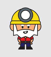 Flat cute miner character vector illustration.
