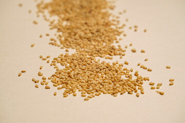 Organic sesame seeds isolated on white background