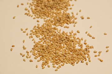 Organic sesame seeds isolated on white background