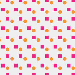 Background with repeating patterns of circles and squares.