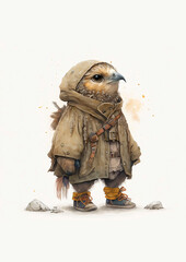 Tiny and cute adventure eagle exploring the Cozy Winter Woods Adventure Animal Poster Edition Ai Generative