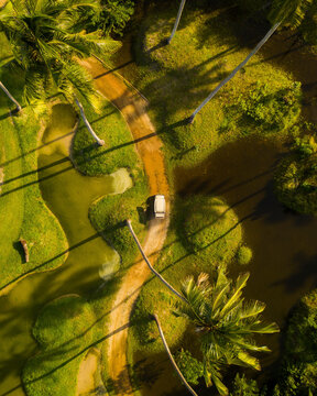 Aerial view of a golf club in Zanzibar Island, Tanzania, Africa.