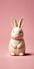 Cute White Chocolate Easter Bunny Rabbit Candy Pink Background