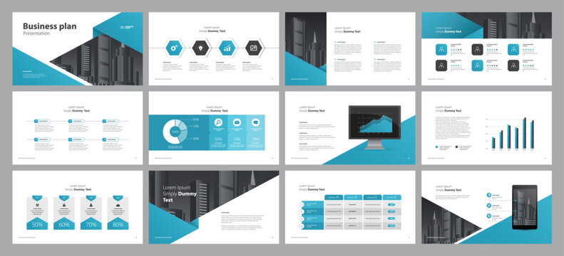 Business Presentation Template Design Backgrounds And Page Layout Design For Brochure, Book, Magazine, Annual Report And Company Profile, With Info Graphic Elements Graph Design Concept