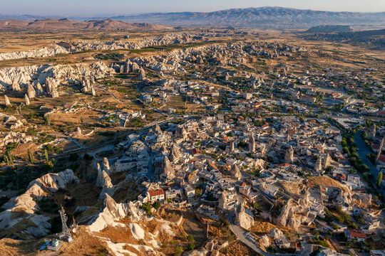 Aerial view of Goreme in Cappadocia, Turkey.