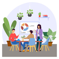 Meeting Room Decor concept, Sales and Marketing Office vector color icon design, Green Office Worker symbol, Eco Friendly Workspace sign, aesthetic interior design elements stock illustration 