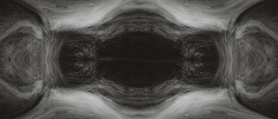 Symmetrical abstract dark gray color painting with black center background