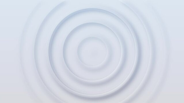 Abstract 3d circles concentric on white background. Minimal geometry motion graphics animation. Seamless loop