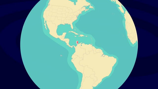 Zooming To Cartagena Location On Stylish World Globe