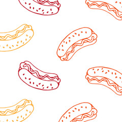 hotdog pattern on isolated white background