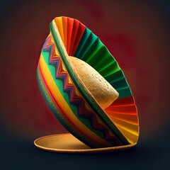 tortilla hat, colorful, mexican concept rainbow new style, color sombrero Generative AI